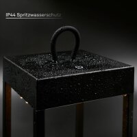 Akku-Dekoleuchte Akku-Leuchte, Schwarz, 5 Watt, Touchdimmer, IP44, 13 x 13 x 31,5 cm – Briloner