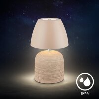 Akku-Leuchte Briloner Keramik 2,5 Watt LED Tischleuchte Beige Touchdimmer IP44 Tischlampe