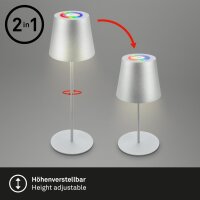 Akku-Leuchte Briloner 2,5 Watt LED Tischleuchte RGBW IP44 Touchdimmer Chrom-matt Tischlampe