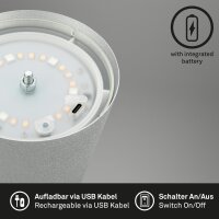 Akku-Leuchte Briloner 2,5 Watt LED Tischleuchte RGBW IP44 Touchdimmer Chrom-matt Tischlampe