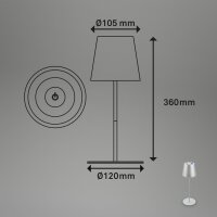 Akku-Leuchte Briloner 2,5 Watt LED Tischleuchte RGBW IP44 Touchdimmer Chrom-matt Tischlampe