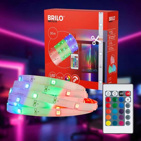 LED Band Briloner 22 Watt LED Stripe 30 Meter Fernbedienung RGB dimmbar