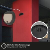 Akku-Leuchte Briloner Außenlampe 4 Watt LED Touchdimmer Wandleuchte IP44 Schwarz Wandlampe 17 cm
