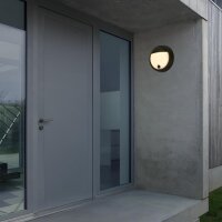 Akku-Leuchte Briloner Außenlampe 4 Watt LED Touchdimmer Wandleuchte IP44 Schwarz Wandlampe 17 cm