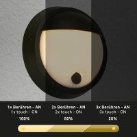 Akku-Wandleuchte Akku-Leuchte Touch, Schwarz, 4 Watt, Touchdimmer, IP44, Ø 17 cm – Briloner