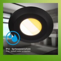 Briloner Klira LED Bad-Einbaustrahler 7589-035 – 3er Set dimmbar mit Farbtemperaturwahl, schwarz, 3× 4,9 W, IP44