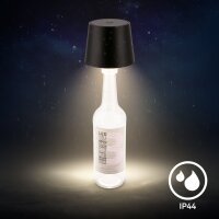 Akku-Leuchte Briloner 1,8 Watt LED Flaschenleuchte Schwarz Touchdimmer Flaschenlampe