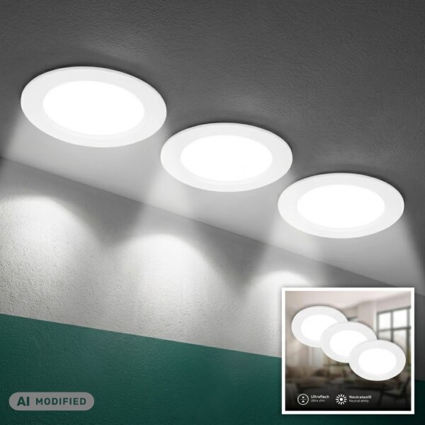 Einbauleuchte Briloner 3er Set 6 Watt LED Neutralweiß Einbauspot weiß 660 Lumen