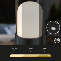 Akku-Leuchte Briloner 1 Watt LED Tischleuchte Schwarz IP44 Touchdimmer Tischlampe