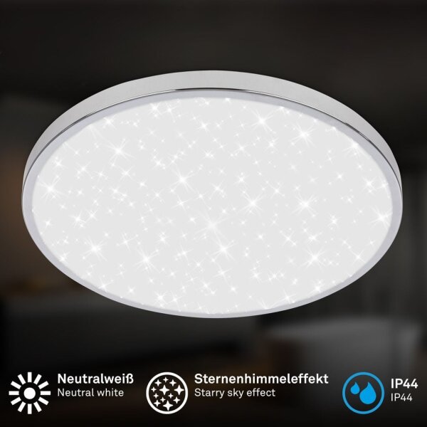 Badleuchte Briloner Deckenleuchte 22 Watt LED Sternenhimmel Deckenlampe 33 cm Badezimmerlampe