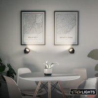 Akku-Leuchte Briloner Wandleuchte 1,6 Watt LED Schwarz Wandlampe CCT dimmbar Kleben statt Bohren
