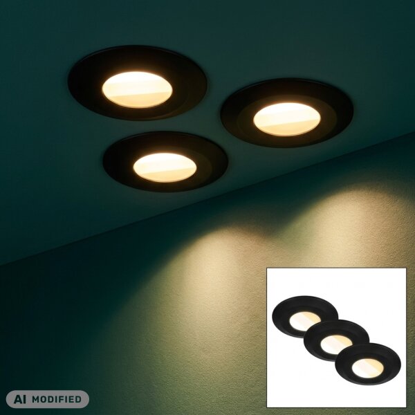 Einbauleuchten Briloner 3 x 4,9 Watt LED Schwarz CST Lichtfarbe wählbar Einbauspots 430 Lumen