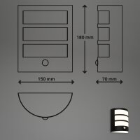 Akku-Leuchte Briloner Außenlampe 5,8 Watt LED Bewegungsmelder Schwarz Wandlampe