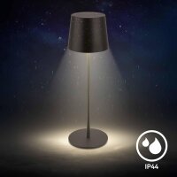 Akku-Leuchte Briloner Tischlampe 1,8 Watt LED Touchdimmer Schwarz IP44 Tischleuchte 33 cm