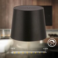 Akku-Leuchte Briloner Tischlampe 1,8 Watt LED Touchdimmer Schwarz IP44 Tischleuchte 33 cm