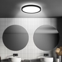 Briloner LED Deckenleuchte Schwarz Ø29cm IP44 Sensor Backlight 18W 2400lm Neutralweiß