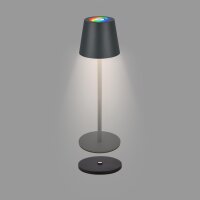 Akku-Leuchte Briloner 3,5 Watt LED RGBW Tischleuchte IP44 Ladestation Anthrazit Tischlampe