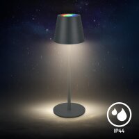 Akku-Leuchte Briloner 3,5 Watt LED RGBW Tischleuchte IP44 Ladestation Anthrazit Tischlampe