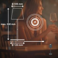 Akku-Tischlampe Akku-Leuchte Ladestation, Anthrazit, 3,5 Watt, 300lm, Touchdimmer – Briloner