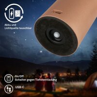 Akku-Tischleuchte Akku-Leuchte, Coffee, 1,8 Watt, Touchdimmer, IP44, Ø 13 cm – Briloner