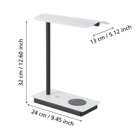 EGLO ARENAZA Tischleuchte Weiß LED Tischlampe induktive Ladestation  in Stufen schaltbar