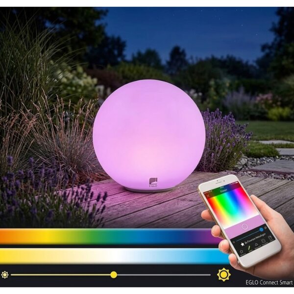 Eglo Monterolo-C Smarte LED Außenkugel 60cm CCT+RGB App-steuerbar Weiß