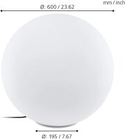 Eglo Monterolo-C Smarte LED Außenkugel 60cm CCT+RGB App-steuerbar Weiß