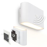 Akku-Wandleuchte Akku-Leuchte, Weiß, 3 Watt, mit Bewegungsmelder, 6,5 x 16 x 9,5 cm – Briloner