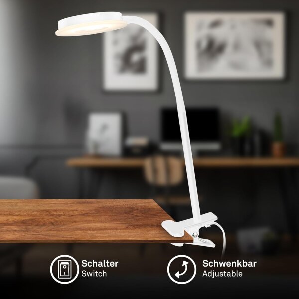 Klemmleuchte Briloner 3,2 Watt LED Klammerleuchte Weiß 350 Lumen