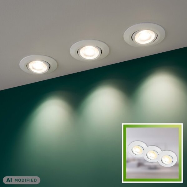 Briloner LED Einbaustrahler 3er Set Weiß Schwenkbar CRI90 CCT-Switch Recycelt (7586-036)