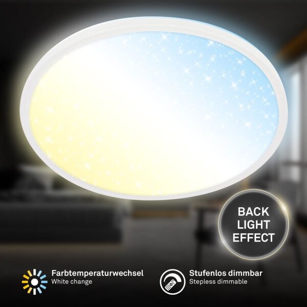 Deckenleuchte Briloner 22 Watt LED Sternenhimmel Deckenlampe Fernbedienung 37,5 cm dimmbar CCT