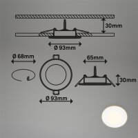 LED Einbauleuchten Gima, Weiß-Matt, 3x4,9W, 425lm, 3000K, Memory-Funktion, IP20 – Briloner