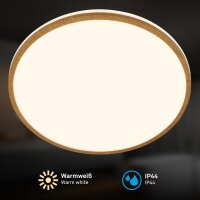 LED Deckenlampe Badleuchte, Holz, 18 Watt, 1850lm, 3000K,...