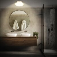 LED Deckenlampe Badleuchte, Holz, 18 Watt, 1850lm, 3000K, IP44, Ø 33 cm – Briloner