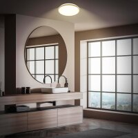 LED Deckenlampe Badleuchte, Holz, 18 Watt, 1850lm, 3000K, IP44, Ø 33 cm – Briloner