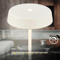 Akku-Leuchte Briloner 2 Watt LED Tischleuchte Altweiß Touchdimmer IP44 Tischlampe