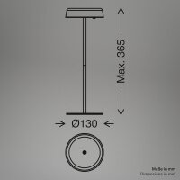 Akku-Leuchte Briloner 2 Watt LED Tischleuchte Altweiß Touchdimmer IP44 Tischlampe