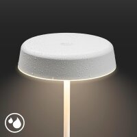 Akku-Tischleuchte Akku-Leuchte, Altweiß, 2 Watt, Touchdimmer, IP44, Ø 13 cm – Briloner