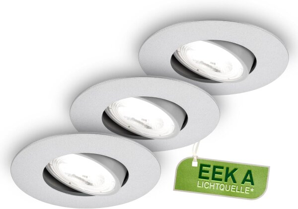 LED Einbauspots Ultraenergieeffizient, Chrom-matt, Bohrloch 6,8 cm, 3x2W, 360lm – Briloner