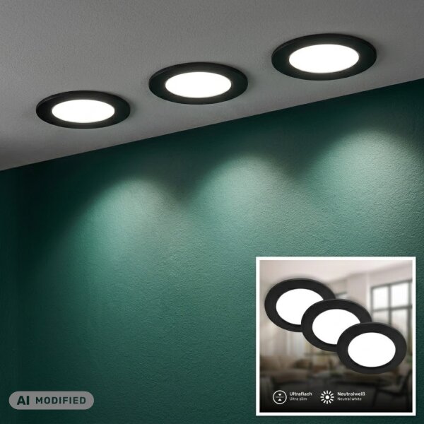 Einbauleuchte Briloner 3 x 6 Watt LED Schwarz Einbauspots Neutralweiß