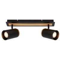 Strahler Briloner 2er Spot Deckenleuchte Holz Schwarz GU10 Deckenlampe
