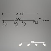 Strahler Briloner 4er Spot Deckenleuchte Weiß GU10 Fassung Deckenlampe