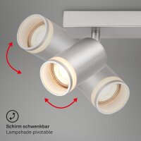 4-flammiger Deckenspot 4er Strahler, Chrom-Matt, 4x9W, GU10-Fassung, Glas – Briloner