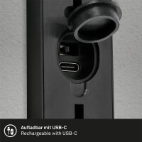 BRILONER Lima Akku-Wandleuchte Schwarz | Bewegungsmelder, Dämmerungssensor & IP44