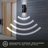 BRILONER Lima Akku-Wandleuchte Schwarz | Bewegungsmelder, Dämmerungssensor & IP44
