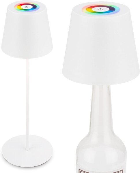 Akku-Tischleuchte Calida, Weiß (Matt), 2,5 Watt, dimmbar, RGB, höhenverstellbar – Briloner