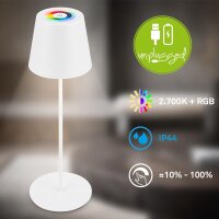 Akku-Tischlampe Calida, Weiß (Matt), 2,5 Watt, 200lm, Warmweiß, dimmbar, RGB – Briloner