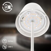 Briloner Calida 3-in-1 LED Akku-Tischleuchte RGBW Dimmbar IP44 Weiß Höhenverstellbar (7510-016)
