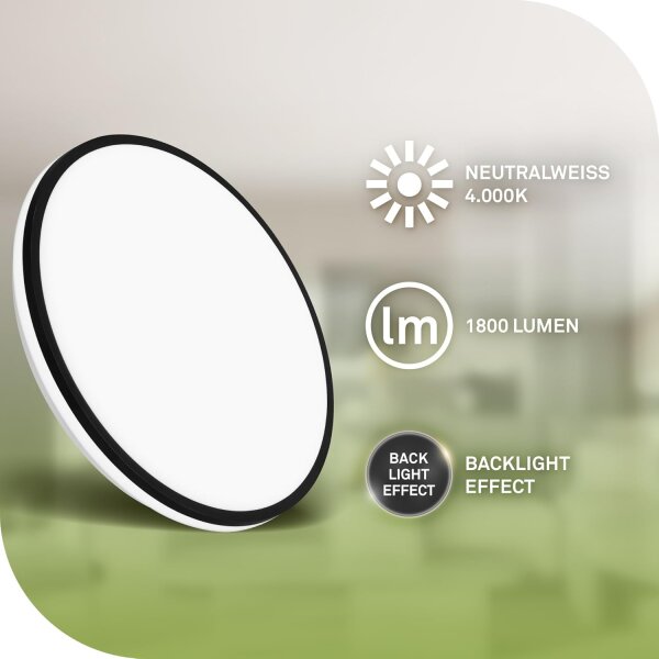 Deckenleuchte Briloner 8,5 Watt LED Ultraenergieeffizient Deckenlampe Schwarz 33 cm