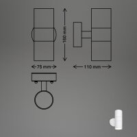Außenleuchte Briloner Wandlampe Weiß 2 x GU10 Fassung IP54 Wandleuchte Gartenlampe